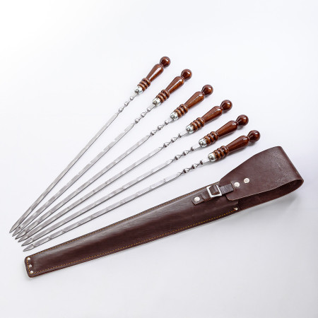 A set of skewers 670*12*3 mm in brown leather case в Магасе